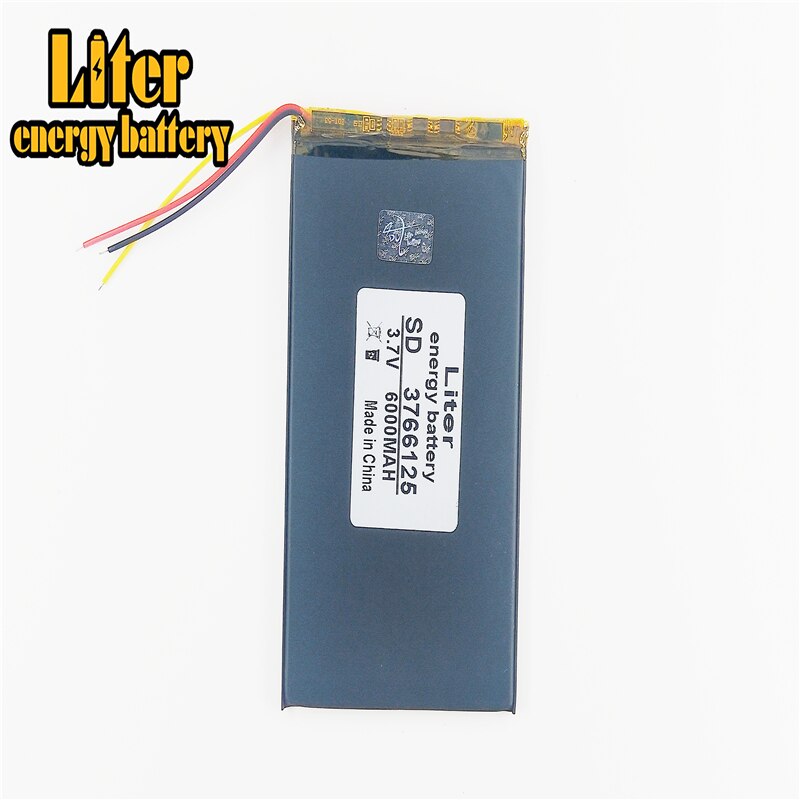 3 line 6000mah lithium polymer 3766125 3.7 V tablet battery V811 812 battery Pocket PC PDA Battery