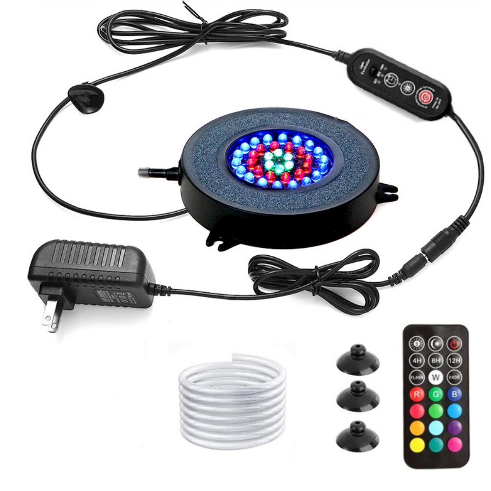 Ip68 Waterdicht Rgb Led Onderwater Licht 36Leds Dc 12V Aquascaping Zuurstofrijke Bellenlamp 21K 24K 40K Afstandsbediening: green / uk plug