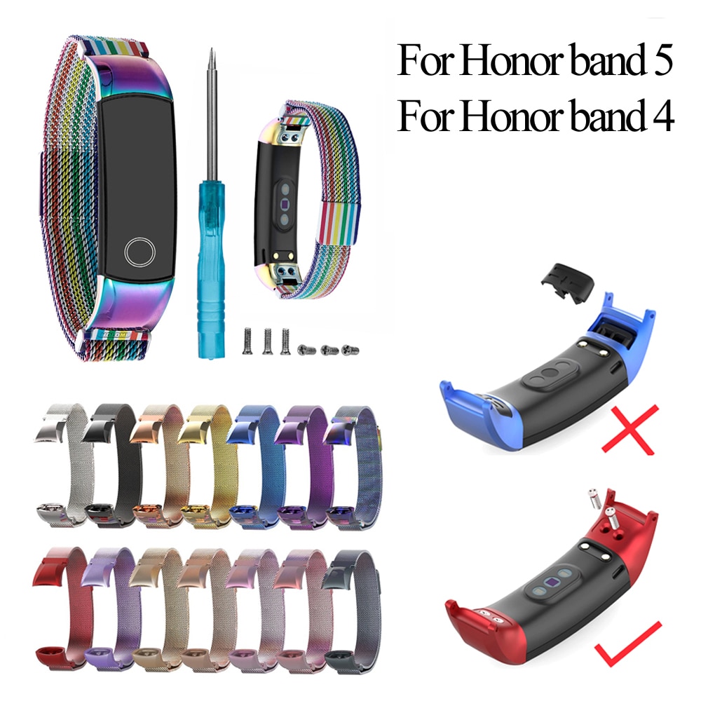 For Huawei Honor Band 5 4 Luxury Metal Loop Watch Band Magnetic Replacement Smart Watch Strap Bracelet Wristbands