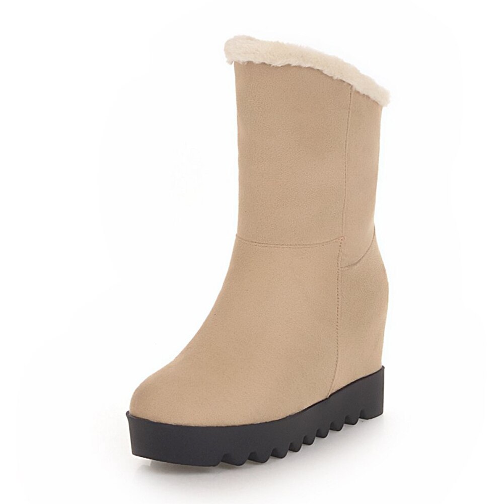 Doratasia Vrouwen Snowboots Winter Maat 34-43 Warm Bont Platform Enkellaars Vrouwen Slip-On Lady hoogte Toenemende Schoenen Vrouw: Geel / 10.5