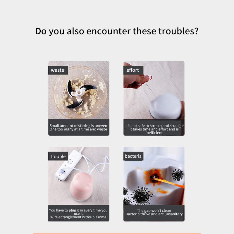 Kid Food Maker Electric Food Garlic Vegetable Chopper Grinder Crusher Press For Nut Meat Fruit Rechargeable Onion Food Choppers