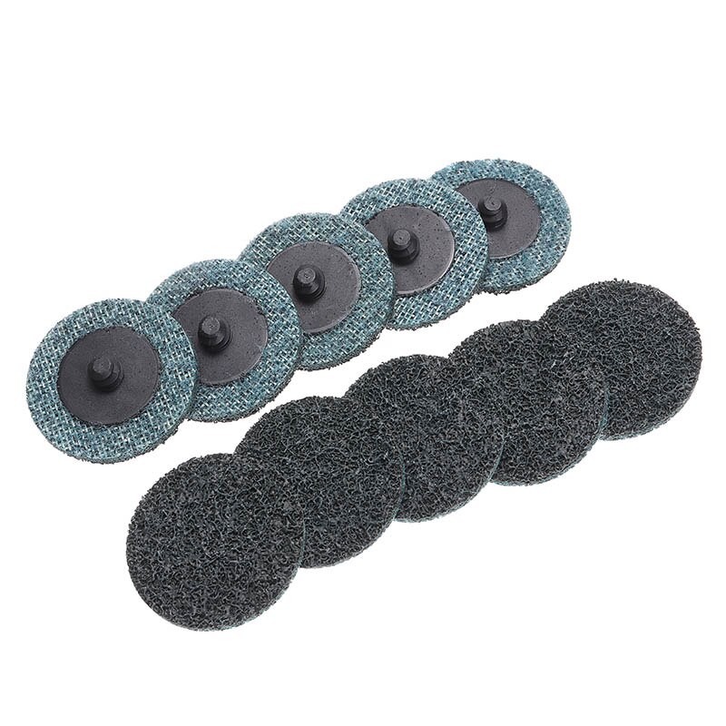 10Pcs 2" 50mm Sanding Roloc Discs Scotch Brite Roll Lock Surface Coarse Pads 60/80/100/150/180/240 Grit For Polishing