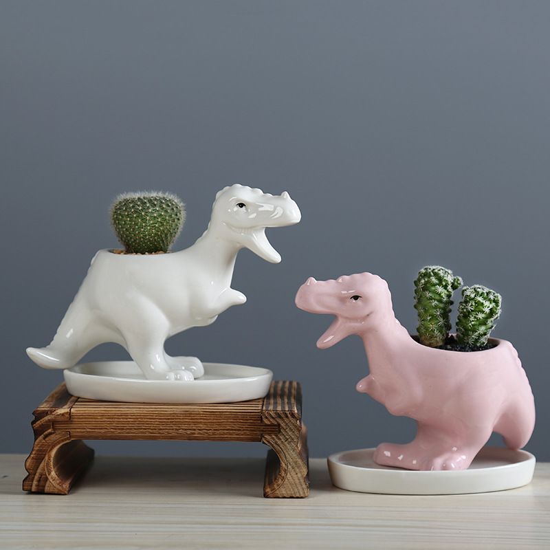 Cartoon desktop succulent bloempot schattige dinosaurus plantenpot vaas tuin mini macetas bonsai cactus plantenbakken voor huisdecoratie