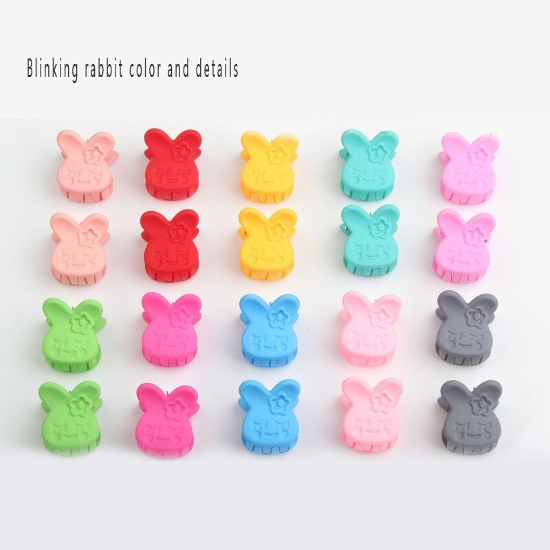 20Pcs Kleurrijke Diverse Kleine Haar Clips Mini Haar pin Leuke Klauwen Klemmen Decor voor Meisjes Vele Vormen Eenvoudig haar Ornament: Winking rabbit