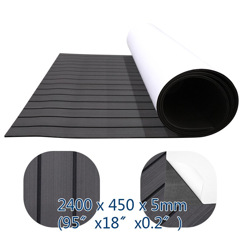 Faux Teak Boat Flooring Shockproof EVA Foam Floor Mat 240x45cm Marine Floor Pad Carpet for Swimming Pool Sailboat Fish Box