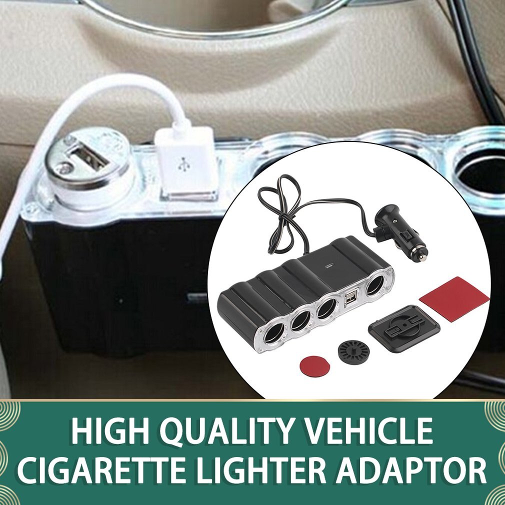 12v - 24v 4 vejs multi socket bil oplader køretøj auto bil cigarettænder stik splitter & dual usb porte stik adapter