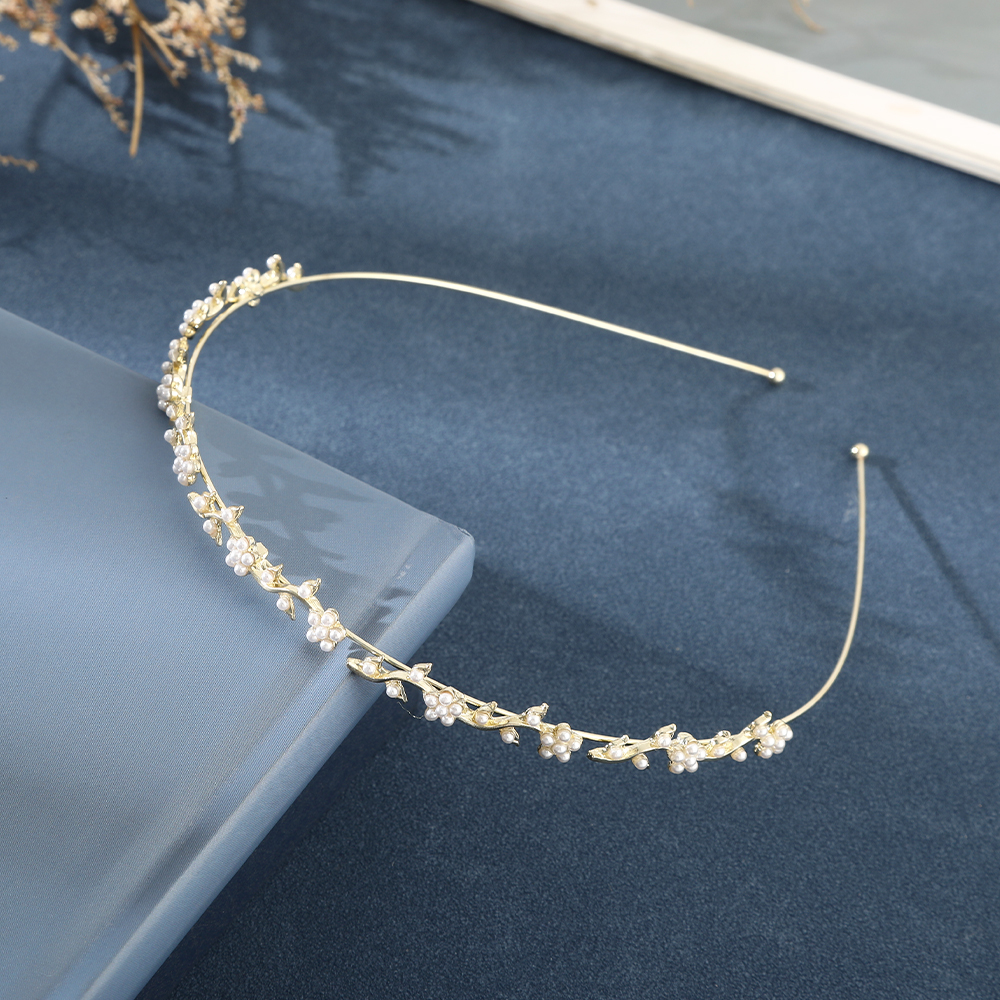 AWAYTR-Diadema con aro para el pelo para mujer, diadema deportiva ondulada, diadema de flores, diademas de cristal, accesorios para el cabello de aleación dorada para niña: Verde
