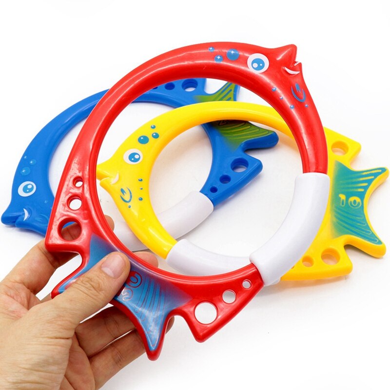 3 Pcs Fish Ring Toy Fish Circle Toy Swimming Pool Water Swimming Practice Tool Diving Circle Grab Toy Fish Shaped