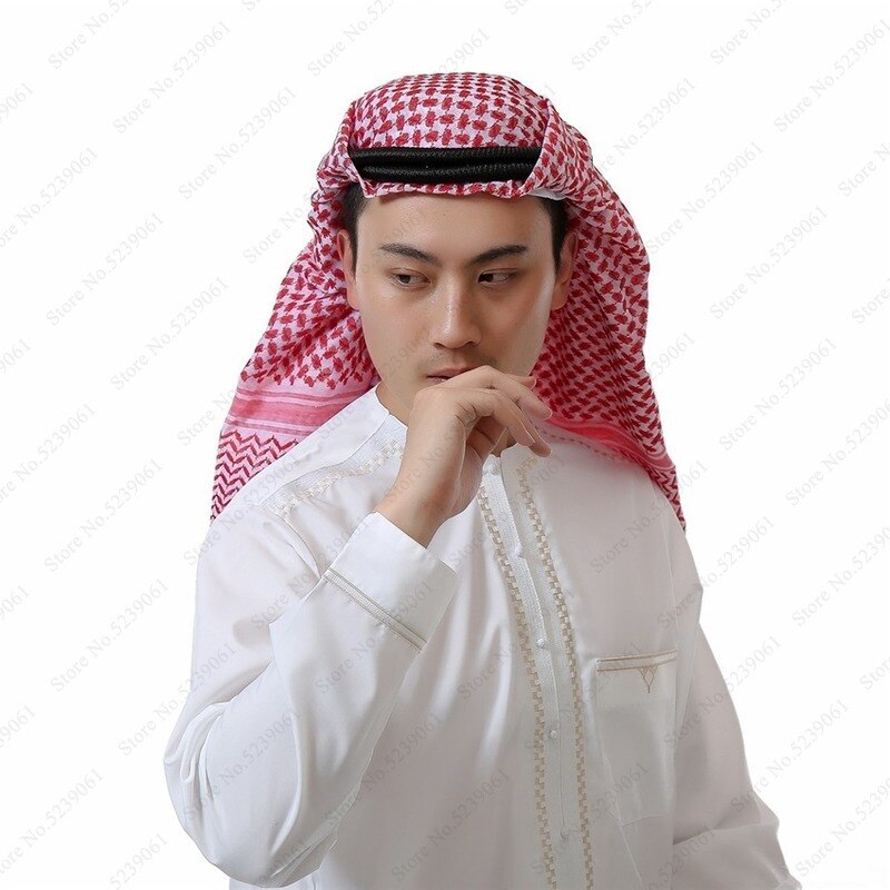 Arabisk muslim til mænd abaya arabisk hoved tørklæde bøn hatte islamisk tøj turban dubai hijab 135*135cm mand kaftan kasket hovedstykke