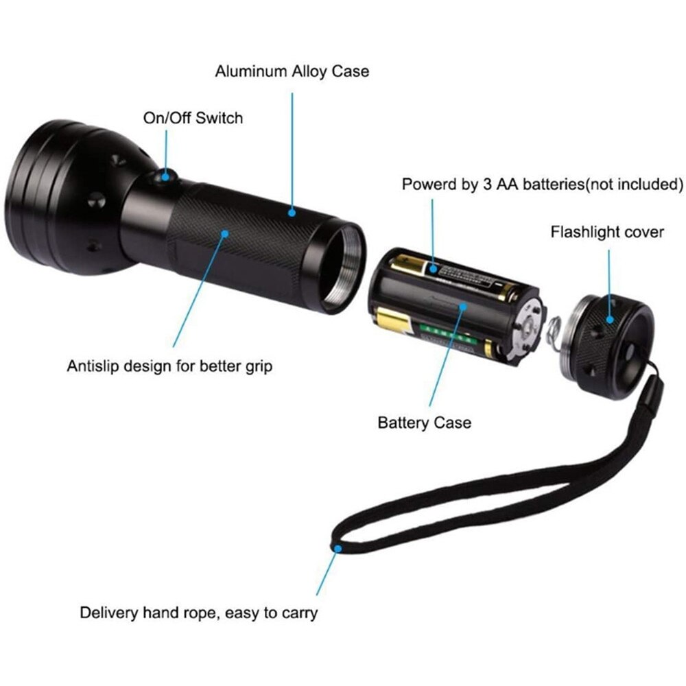 UV Flashlight Germicidal Disinfection Lamp UVC Light Health 395nm Energy Conservation