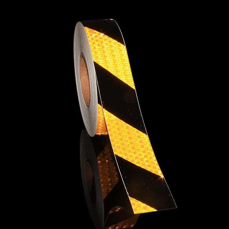 50M Reflektierende Material Band Aufkleber Sicherheit Warnband Reflektierende Film Auto Aufkleber 6 farben Weiß Gelb Orange verrotten Blau aufkleber: Schwarz-Gelb-Köper
