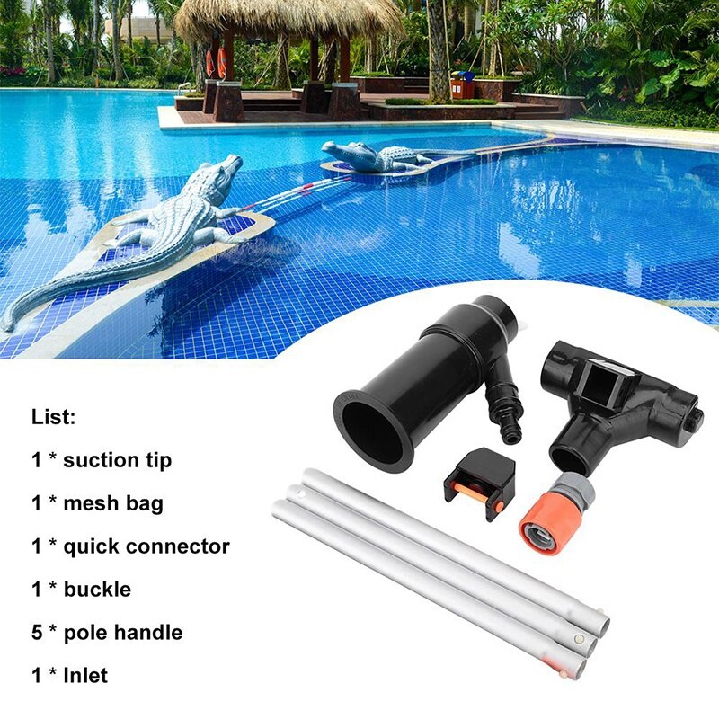 Swimming Pool Vacuum Cleaner 5 Rod Segment Suction Head Connector Inlet Portable Removable Cleaning Tool