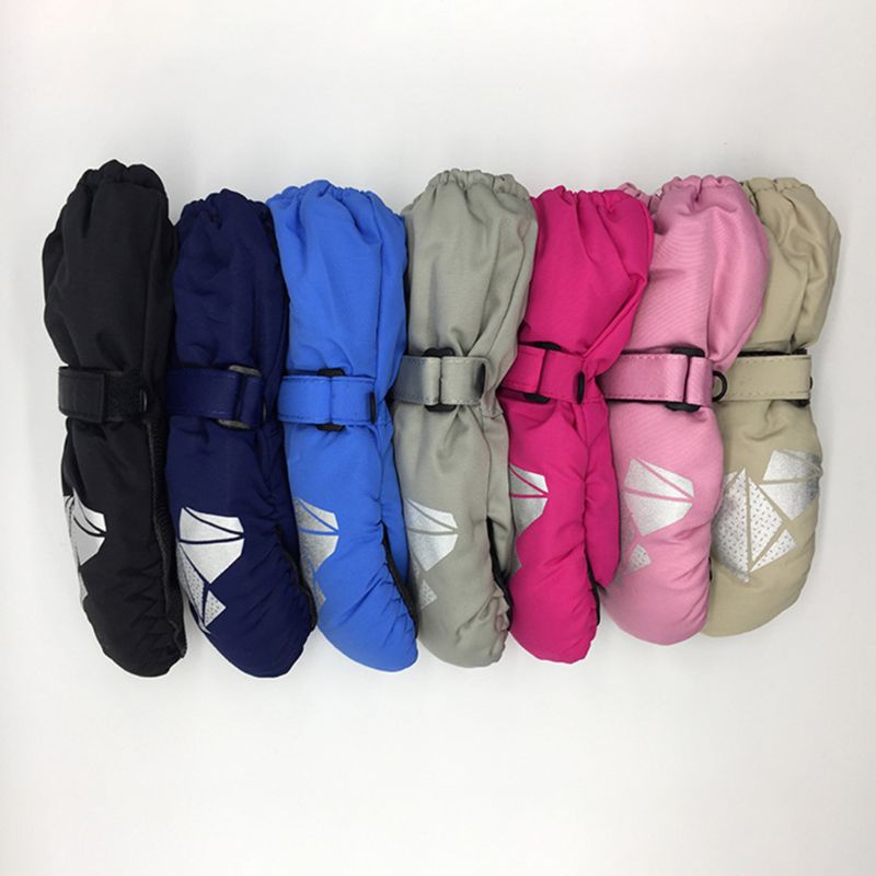 freundlicher Winter Warme Handschuhe Jungen Mädchen Geometrische Druck Dicken Fäustlinge Winddicht Wasserdichte draussen Ski Handschuh