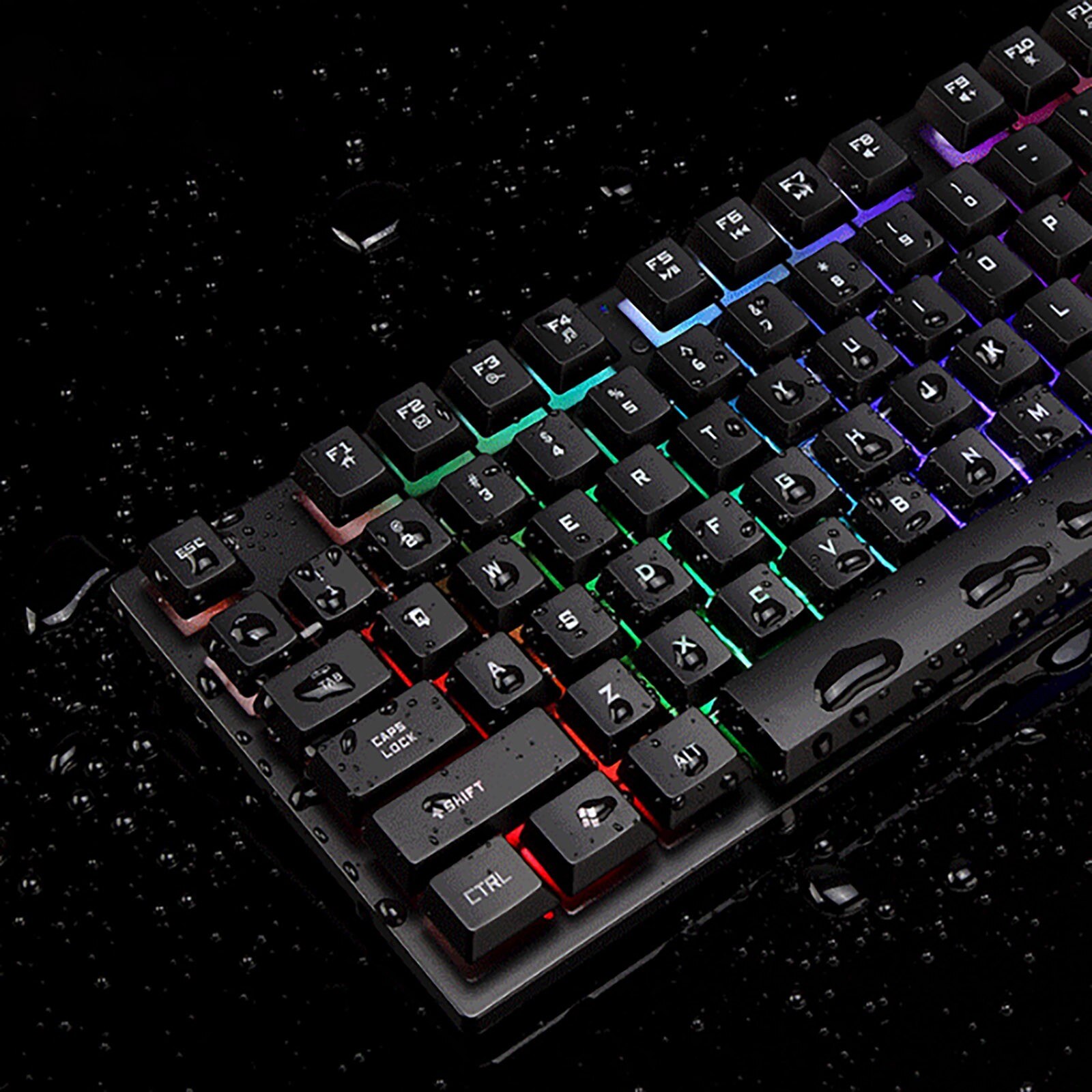 KM-002 przewodowy USB klawiatura do gier combo Essential podświetlana dioda LED mysz i klawiatura zestaw cicha mysz do gier zestaw do laptopa PC