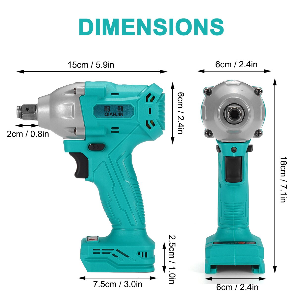 1/2 inch Square Wrench 21V Brushless Cordless Electric Impact Wrench Hand Drill Installation Power Tool