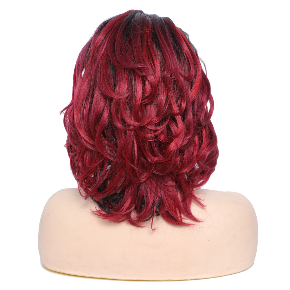 Peluca de X-TRESS ondulada con plumas para mujer, cabellera sintética con degradado, malla gratis española y roja, resistente al calor, para Cosplay, Bob corto