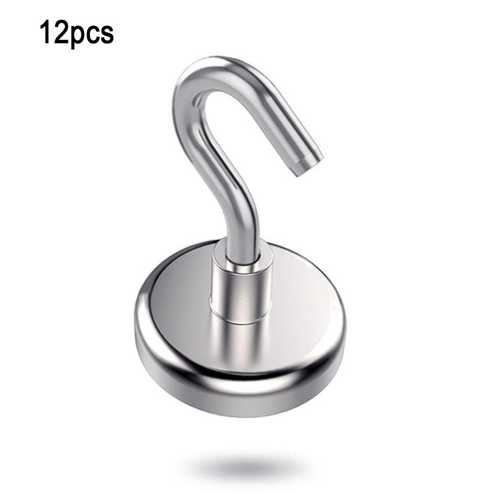 Magnetic Hooks Powerful Magnetic Hook Holder Wall Suction Hook Bracket Hardware Magnetic Tool Silver: 12pcs E10