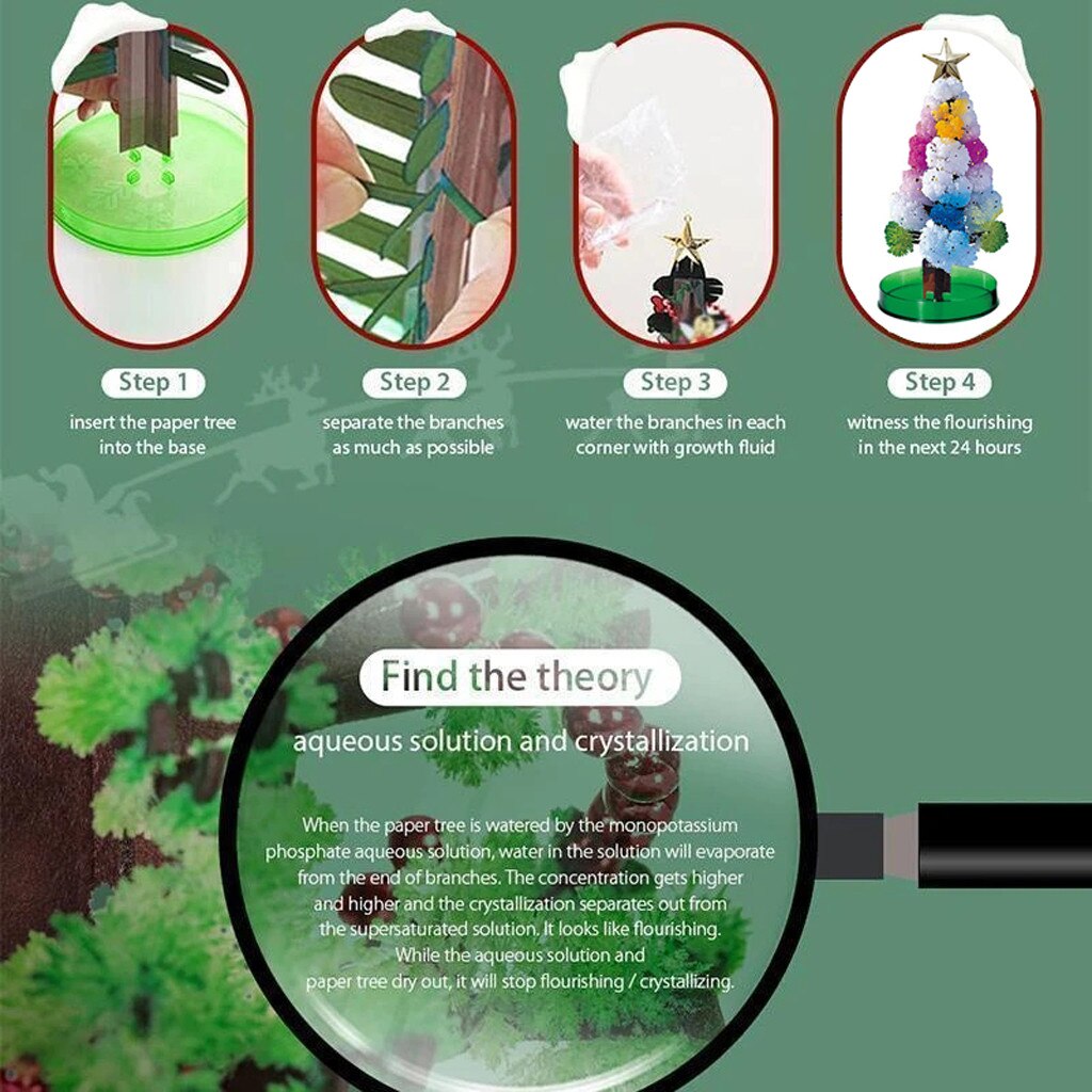 1 Set Magic Trees Christmas decor Paper Tree Magic Growing Tree Toy Novelty Xmas 10ml Magic Growing Christmas Tree DIY