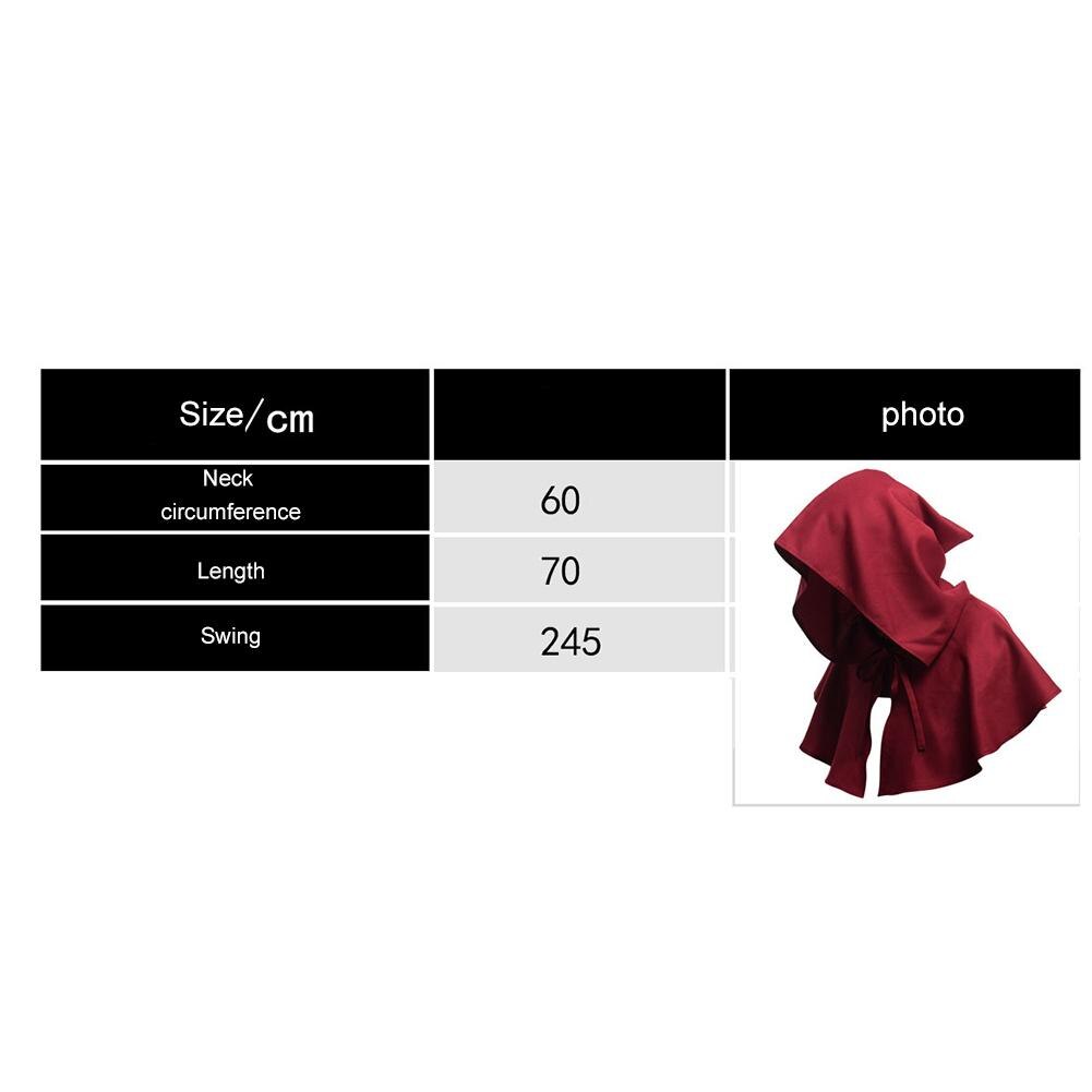 Capucha de estilo Medieval para hombre y mujer, gorro de Cosplay de Halloween de monje renacentista, , 80%