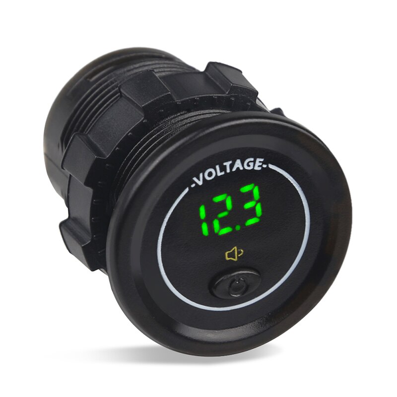 3 kolory 12-24V wyświetlacz doprowadziło samochodowy woltomierz napięcie z włącznikiem/wyłącznikiem alarm niskiego napięcia wodoodporny motocykl łódź woltomierz samochodowy: zielony