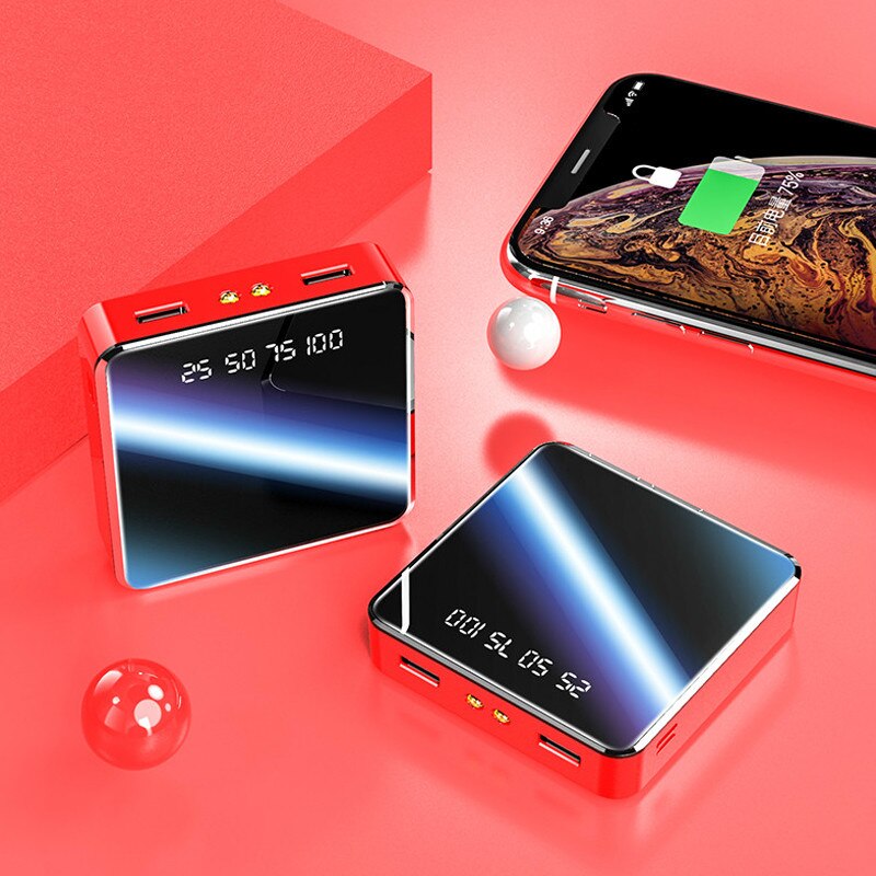 20000mAh Power Bank Protable caricabatterie da viaggio esterno Display digitale LCD illuminazione a LED Powerbank telefono batteria esterna: Rosso