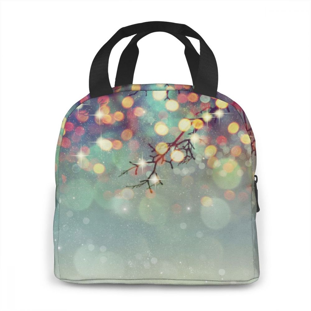 Abstracte kerstverlichting lunchbox tas geïsoleerde thermische lunch picknick lunchtas voor vrouwen kinderen mannen koeltas