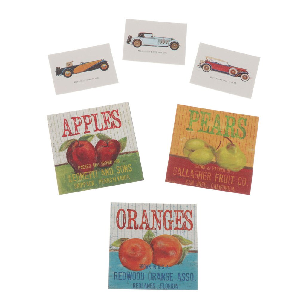 1:12 Miniatura casa delle bambole Foto Murale Pittura di Arte Della Parete Immagini arredamento -6pz