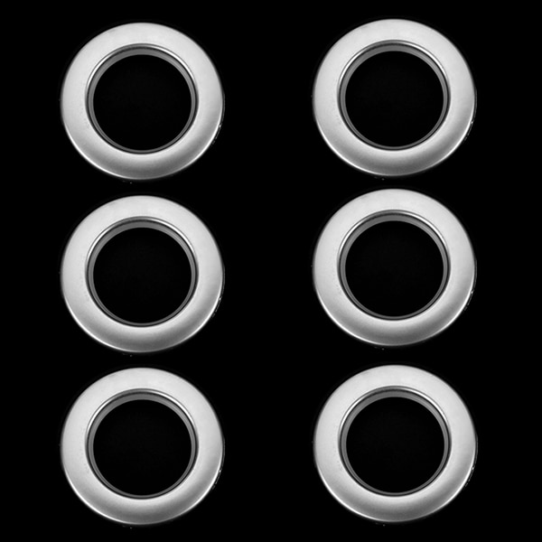 6 stk rund plastring til maljegardiner stangdekor, innvendig dia . 45mm,  lavt støynivå