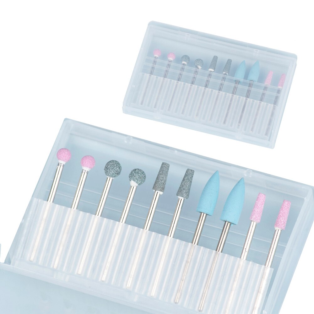Juego de fresas para manicura, brocas para taladro eléctrico, máquina de manicura, cortadores para la eliminación de barniz de Gel, 10 Uds.: S10 PLUS-K