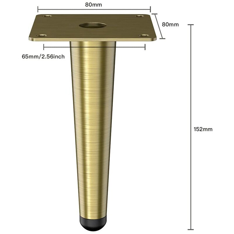 Møbelben 15 cm tv skap sofa ben gull overflate 4- deler sett egnet for stol skap bord seng fot