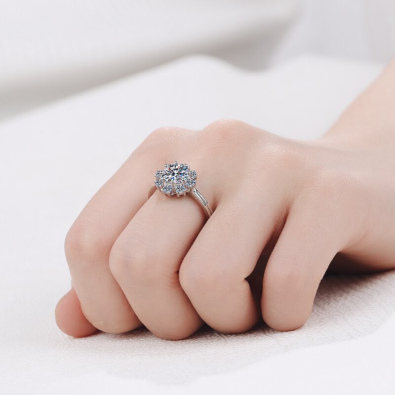 Inbeaut 925 prata princesa arco moissanite anel excelente corte 0.5 ct pass diamante teste d cor pedra solo anel feminino clássicos