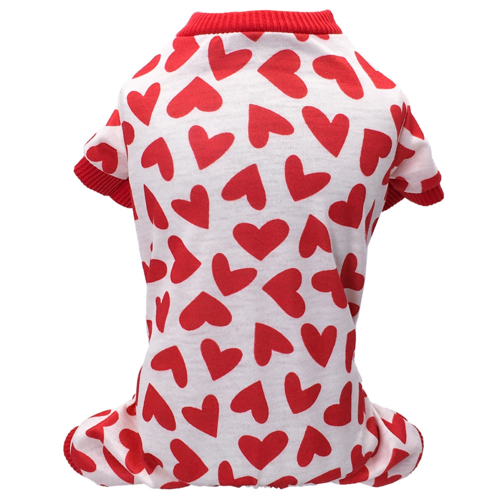 Pijama para perro pequeño, mono con estampado de amor para perro Schnauzer, Chihuahua, ropa para primavera y verano: Rojo / XS