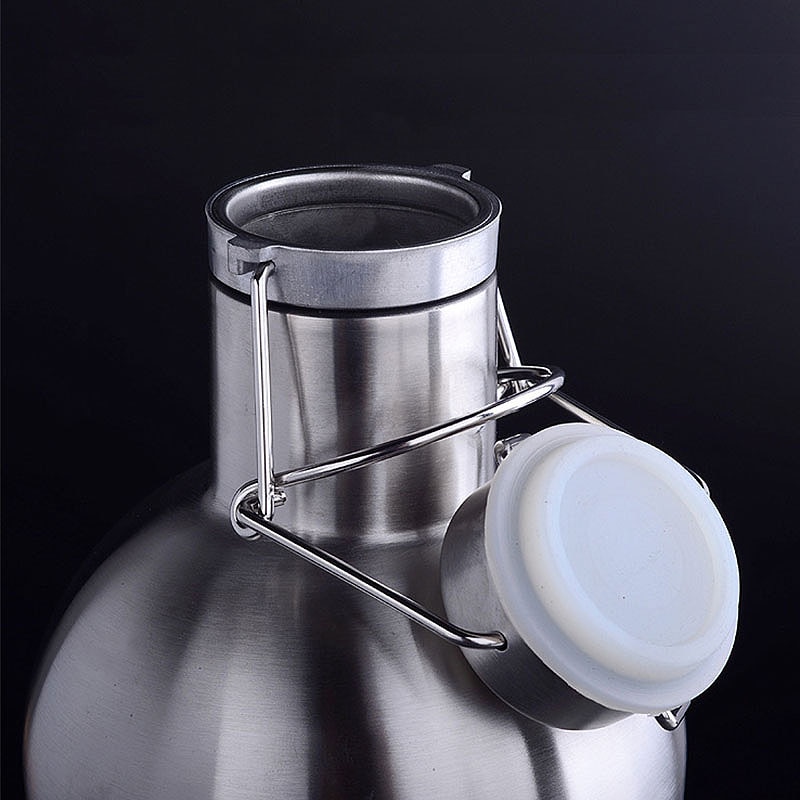 2L Stainless Steel Homebrew Beer Growler Secure Swing Top Lid Big Capacity Beer Bottles For Outdoor