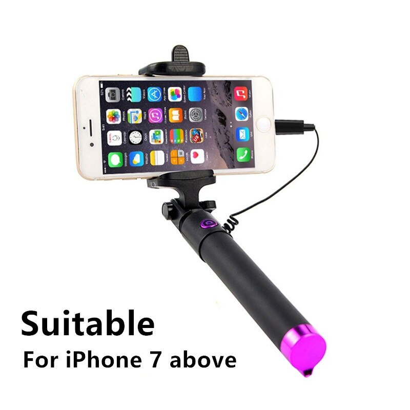 Perche à Selfie avec fil extensible, pratique, pour iPhone 12 11 Pro Max 12mini SE XS XR X 8 7 Plus