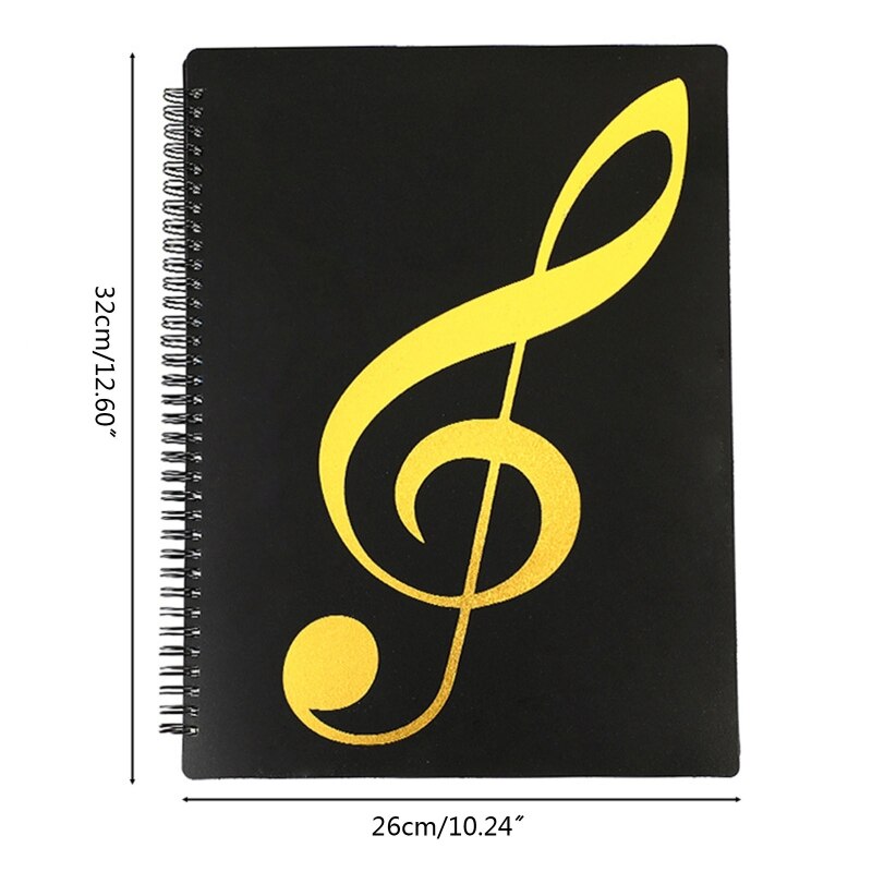A4 File Folder Waterproof Spiral-bound Sheet Music Binder 10 x 13 Inches 20 Sleeves Double Sided for Violinist Pianists