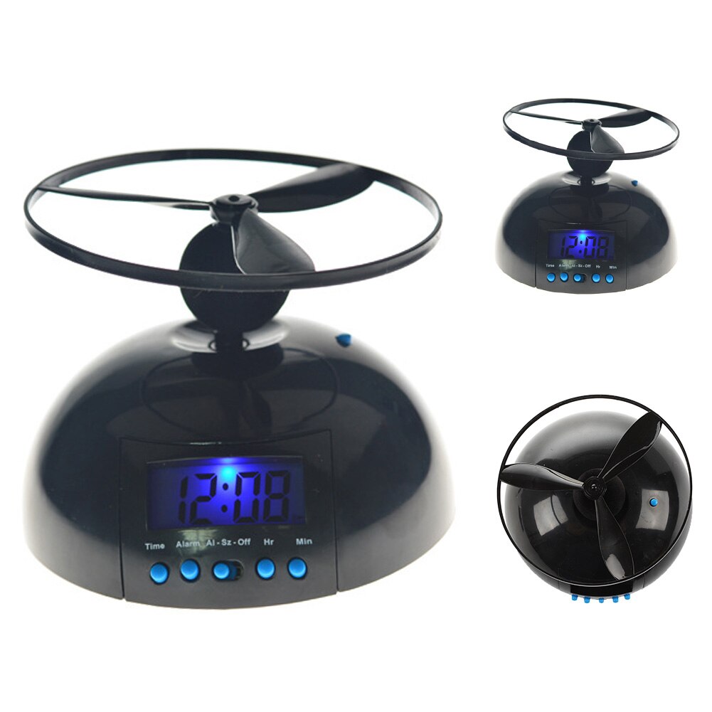 Helicopter Digital Loud Snooze LED Display Bedroom ABS Screw-Propeller Backlight Alarm Clock Lazy Flying Annoying