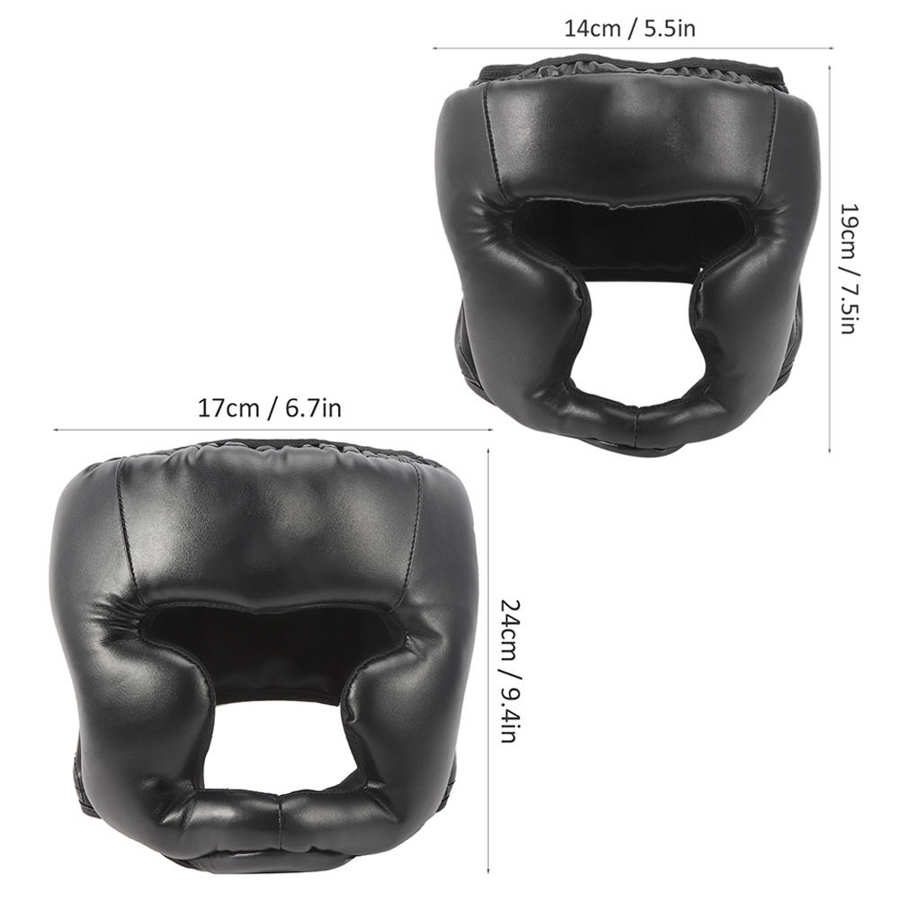 Boxing Helmet PU Karate Muay Thai Helmet Black Closed Type Sanda Training Head Guard Adults Kids Equipment