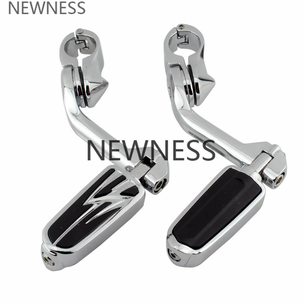 Motorcycle Foot Pegs Adjustable Long Angled Highway Peg Mount 1 1/4" 32mm Engine Guard Footrest for Harley Sportster Dyna