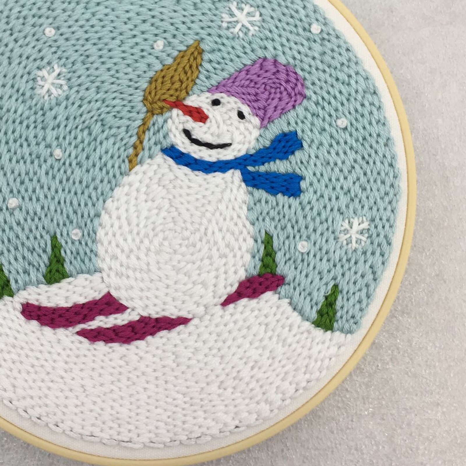 1 Set Punch Needle Embroidery Starter Kits Threader Fabric Embroidery Needles