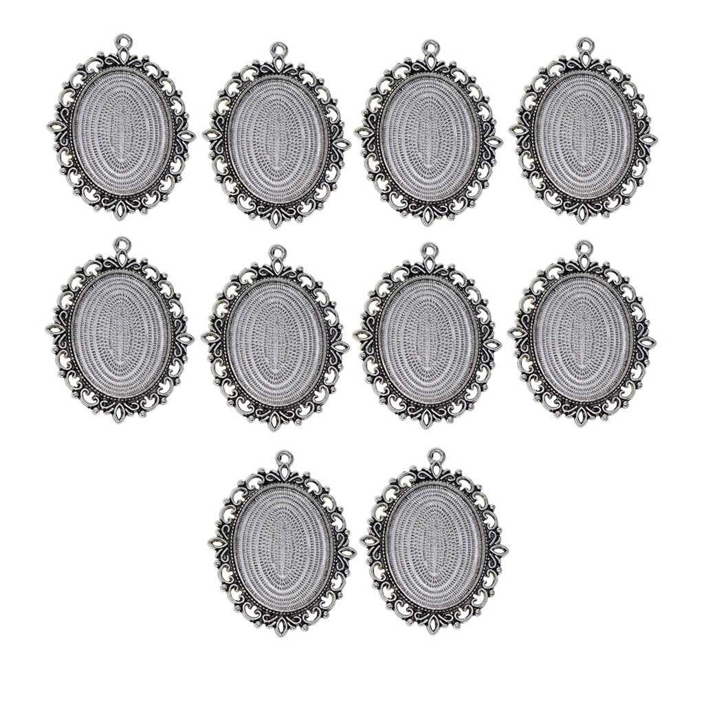 10 pçs pingente oval bandejas pingente espaços em branco cameo bezel cabochão configurações moda jóias