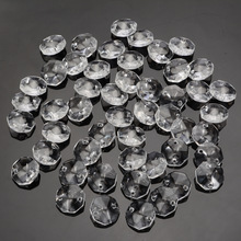 50 stuks 14mm Glas Crystal Prisma Clear Achthoekige Kralen Glas Hanger Kroonluchters voor Lamp Licht Decoraties