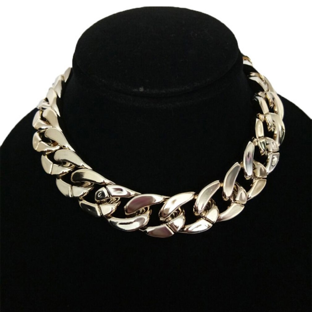 Estilo europeu e americano jóias estilo punk textura de metal corrente grossa colar simples uv chapeamento clavícula corrente quente