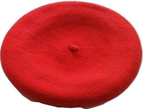 Børn børn unisex uld varm baret beanie hat kasket i fransk stil uk: Rød