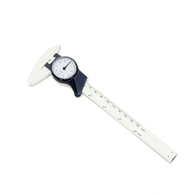 0-150mm Dial Vernier Caliper Plastic Measuring Gauge Internal External Step Depth Measurement Micrometer Gauging Hand Tool: White Metric