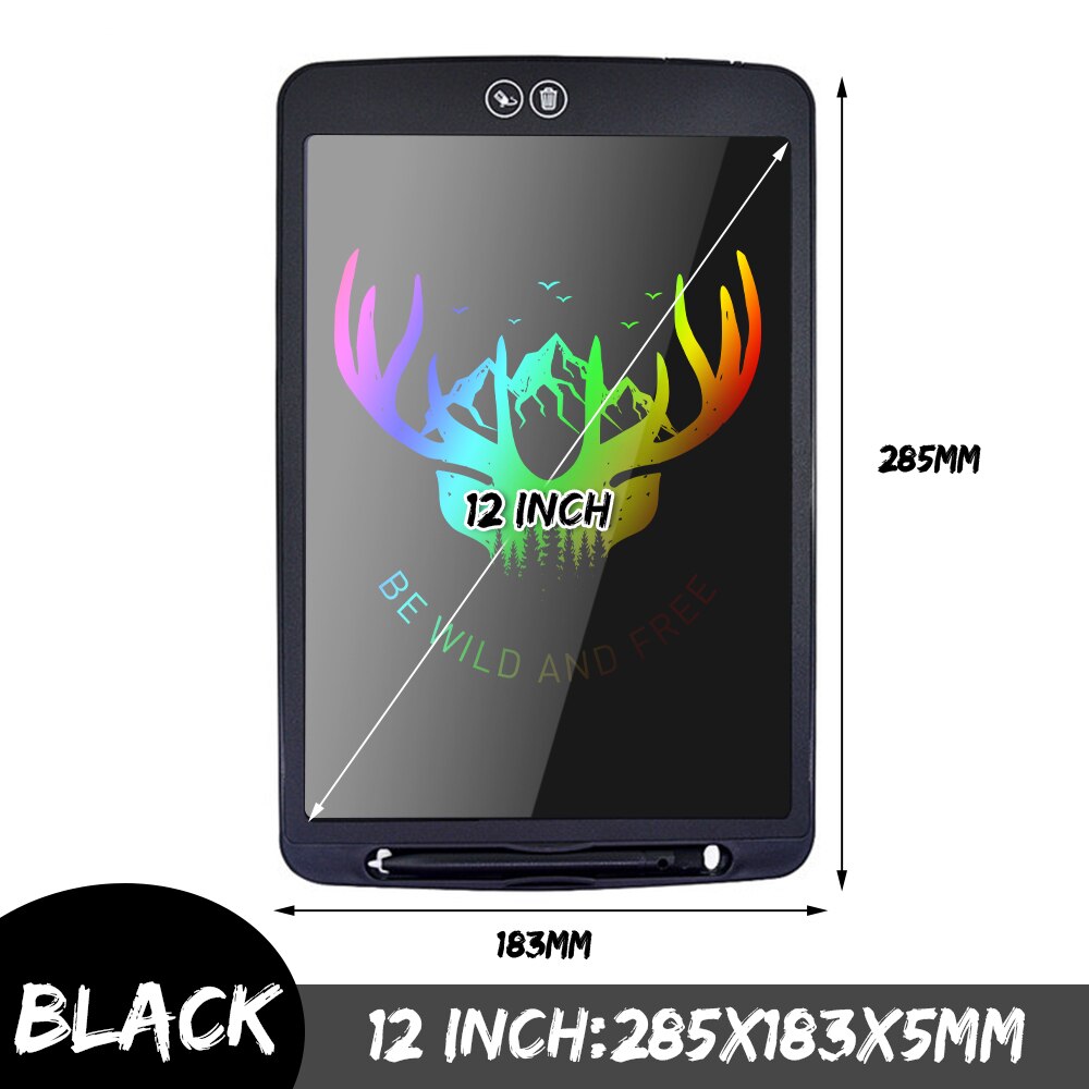 12 inch LCD Writing Tablet Partially Erasing Drawing Board Electronic Thick Pen Highlighting Pads DIgital Tablets With Battery: Blue