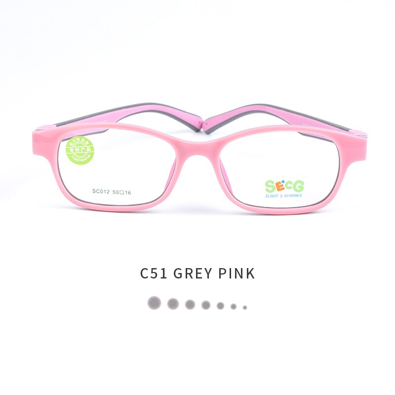 SECG óptico montura de gafas de niño TR90, gafas de sol de los niños Flexible de Protección de Niños gafas de dioptrías de goma: C51