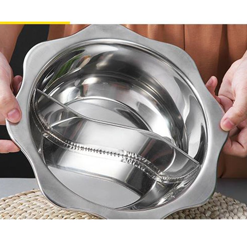 Two-flavours hotpot with divider glass lid set 17cm Stainless steel buffet heat pots alcohol stove chafing dish outdoors cook
