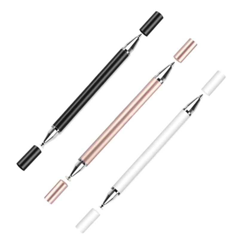 Universal Capacitive Pen Dual Head Soft Nibs Touch Screen Tablets Stylus 2 Heads