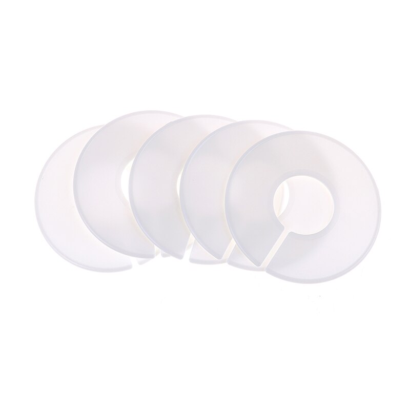 Tpxckz 5 blanke plastiktøj rund stativ ring størrelsesdeler passer til runde eller firkantede rør beklædningsmærker størrelse markeringsring: Hvid