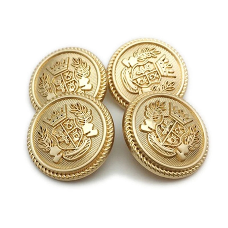 6 stk tøjknapper syning rund form metal guld ornament diy sæt til mænd kvinder blazer frakke uniformsskjorte